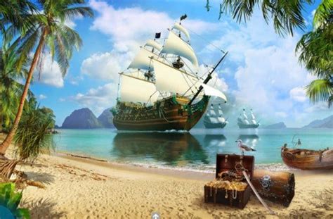 EXTRA LARGE ***Treasure Island Pirate Ship*** Vinyl Wallpaper Exclusive ...