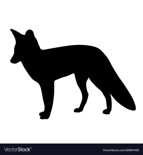 Black silhouette of fox on white background of Vector Image