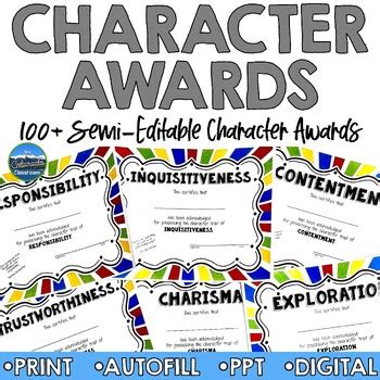 Character Award Certificates - Multi-Color - 100+ | Digital and Paper ...