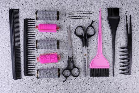 Professional hairdresser tools on gray background Stock Photo by ...