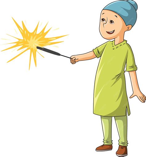 Premium Vector | Cute sikh boy bursting crackers on diwali vector ...