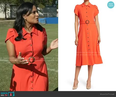 WornOnTV: Kristen’s orange belted shirtdress on Today | Kristen Welker ...