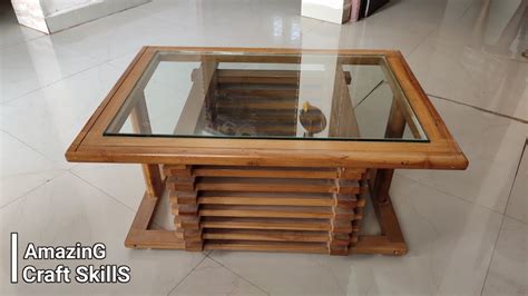 Wooden Tea Table Design || Tea Centre Table With Glass Top || Woodwork ...