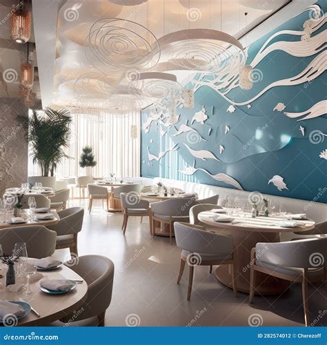 The Interior of the Seafood Restaurant Stock Illustration ...