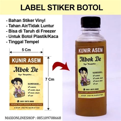 Jual STIKER LABEL PRODUK KEMASAN MINUMAN BOTOL JAMU TAHAN AIR - Kab. Jember - Toko Unik Maxi ...