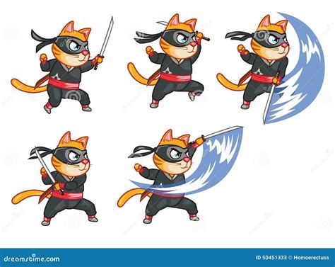 Attacking Ninja Cat Animation Sprite Stock Illustration - Image: 50451333