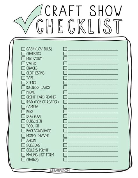 Printable Craft Show Checklist - Unblushing | Craft show booths ...