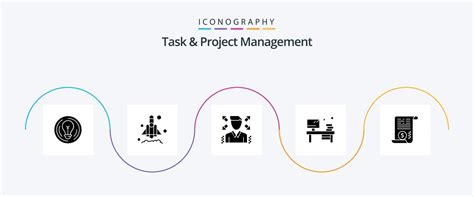 Task And Project Management Glyph 5 Icon Pack Including book . table ...