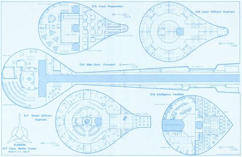 Star Trek Blueprints: Klingon D7 Class Battle Cruiser 15mm FASA Deck Plans