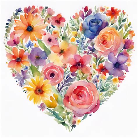 Watercolor Floral Heart Clip Art Free Stock Photo - Public Domain Pictures