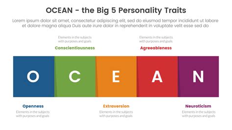 ocean big five personality traits infographic 5 point stage template with square box right ...