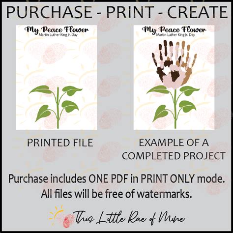 Peace Flower - MLK Day - Martin Luther King Jr - handprint Art - Printable - DIY | Made By Teachers