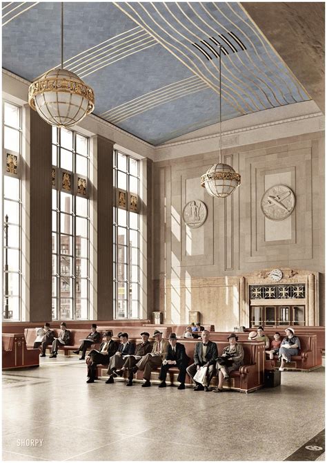 People waiting in old Newark Penn Station in 1935 : OldSchoolCool | Train station architecture ...