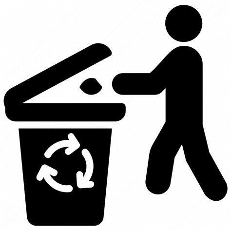 Disposing trash, recyclable waste, recycling trash, throwing trash, waste disposal icon ...