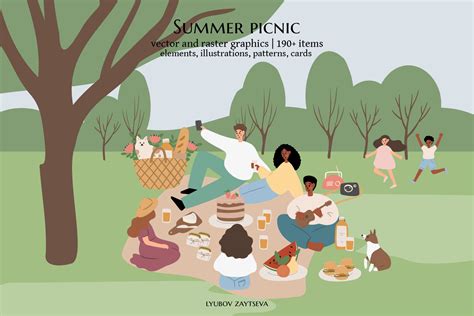 Summer Picnic Clipart | SVG PNG EPS Illustration - Design Cuts