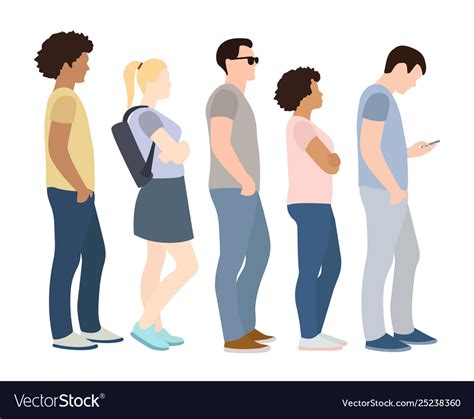 Full length cartoon people standing queue Vector Image