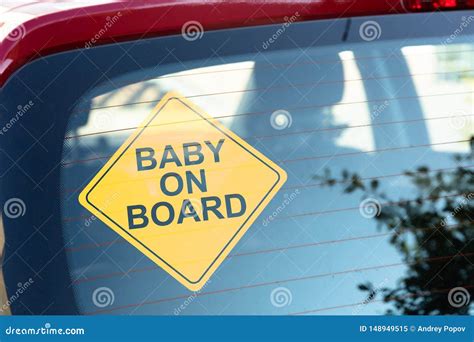 Baby on Board Sticker on Car Back Window Stock Image - Image of symbol ...