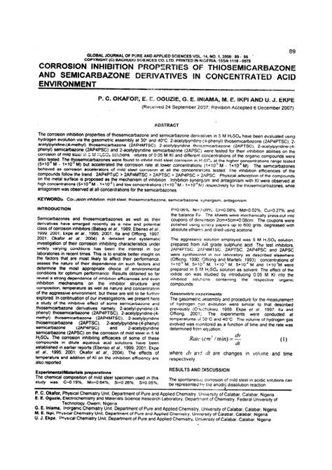 (PDF) Corrosion inhibition properties of thiosemicarbozone and semicarbazone derivatives in ...