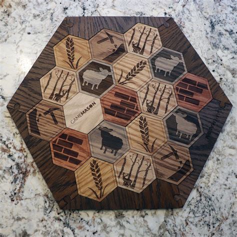 Deluxe Wooden Catan Set (Oak with Insets), 5-6 Player with Custom Box ...