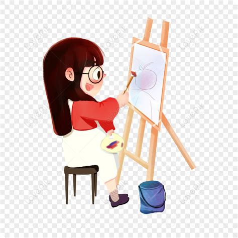 Gambar Ilustrasi Gadis Dalam Melukis PNG Unduh Gratis - Lovepik