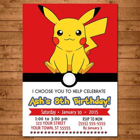 Birthday. Stunning Pokemon Pikachu Birthday Party Invitation Pokemon ...