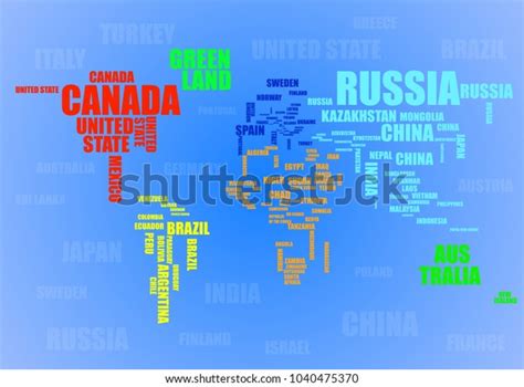 Typography Colorful World Map Country Names Stock Vec - vrogue.co