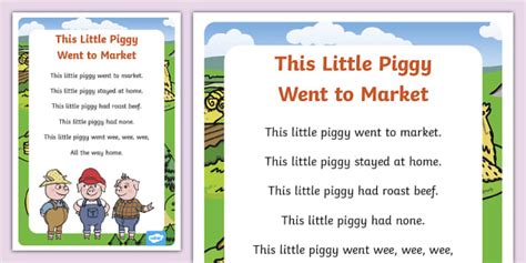 'This Little Piggy' Nursery Rhyme Poster | Twinkl - Twinkl