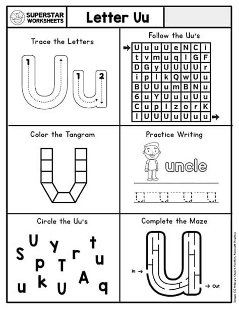 Letter U Worksheets - Superstar Worksheets