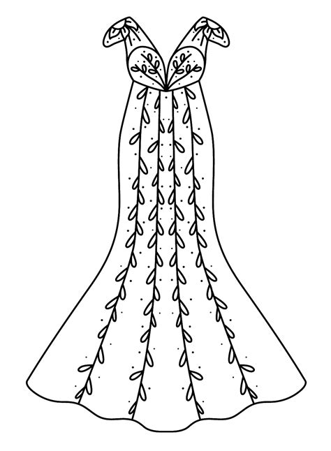 Boho Wedding Dress Coloring Page - Free Printable Coloring Pages