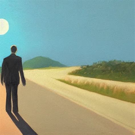 painting of a man away walking into the sunset, from a | Stable ...