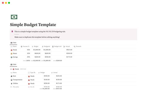 Simple Budgeting | Notion Template