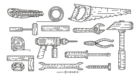 Hand Drawn Tools Collection Set Vector Download