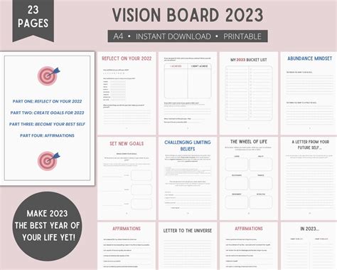 Vision Board Template 2023 Digital Planner Printable - Etsy