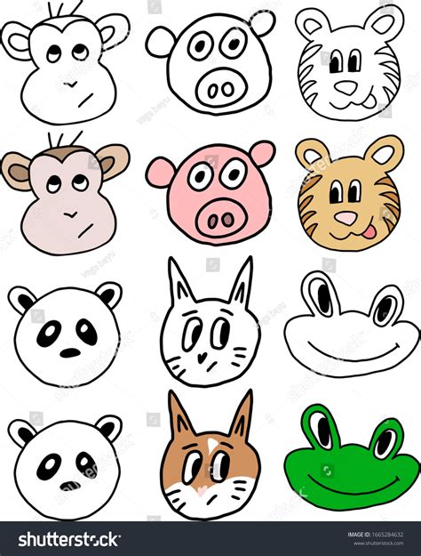 Hand Drawing Kids Land Animals: เวกเตอร์สต็อก (ปลอดค่าลิขสิทธิ์ ...