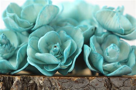 Teal Sola Magnolia Flowers- SET OF 10 , Teal Sola Flowers, Teal Wood Sola Flowers, Magnolia Sola ...