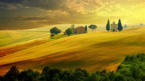 Tuscany, Italy, hills, field, 4K HD Wallpaper