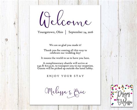 Hotel Welcome Card Wedding Welcome Wedding Guest Card