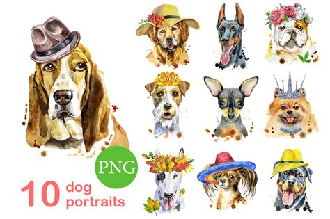 10 Watercolor Dog Portraits. Set 15 Graphic by andreichen74 · Creative Fabrica