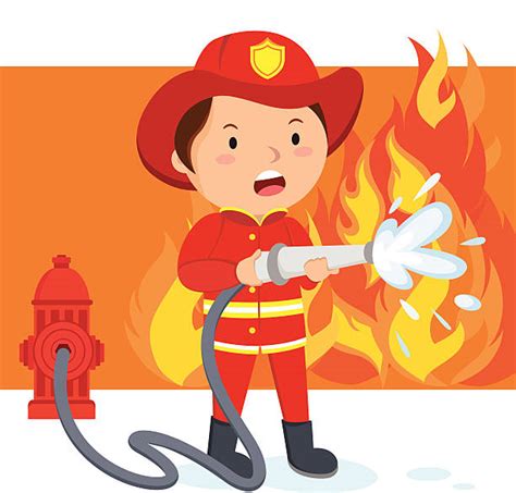 Cartoon Of A Fireman Putting Out Fire Illustrations, Royalty-Free Vector Graphics & Clip Art ...