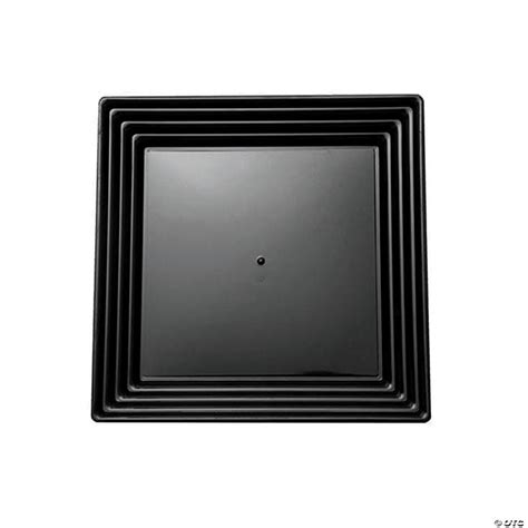 12" x 12" Black Square with Groove Rim Plastic Serving Trays (15 Trays) | Oriental Trading