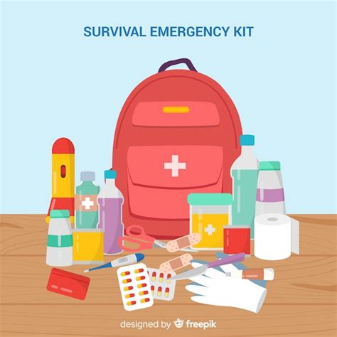 Free Vector | Emergency survival kit in flat design