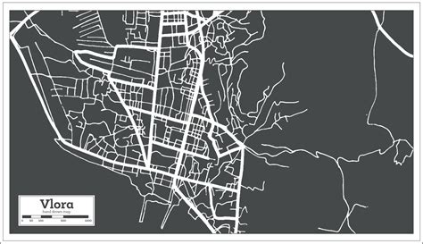 Vlora Albania City Map in Black and White Color in Retro Style. Outline ...