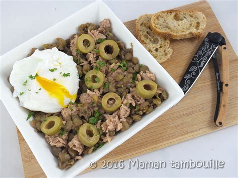 Salade de lentilles au thon et olives Maman Tambouille