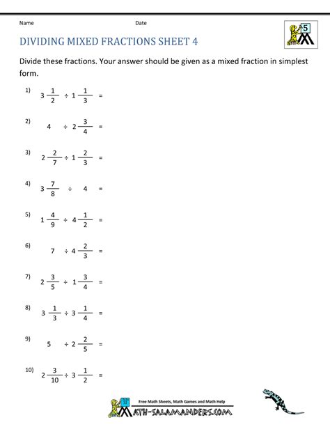 Dividing Mixed Fractions