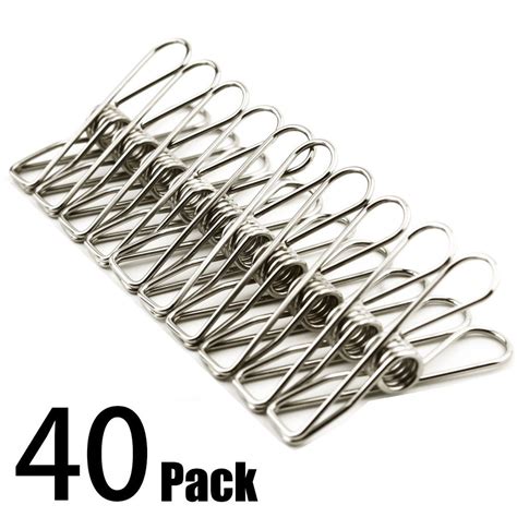 NORTHERN BROTHERS Clothes pins 40 Pack,2 Inch Multi-Purpose Stainless Steel Wire,Cord Clothes ...