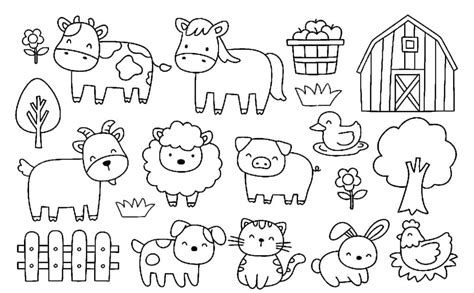 Cute Farm Animals Printable coloring page - Download, Print or Color Online for Free