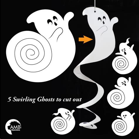 Halloween Swirly Ghosts Printables - AMBillustrations.com