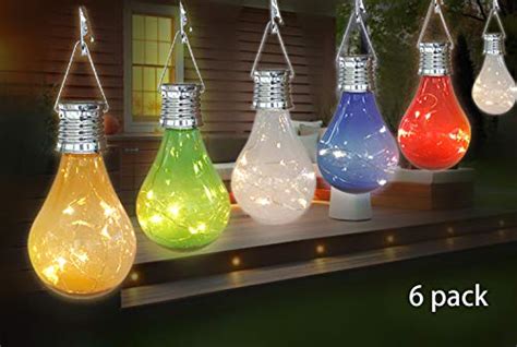 pearlstar Solar Light Bulbs Outdoor Waterproof Garden Camping Hanging LED Light Lamp Bulb Globe ...