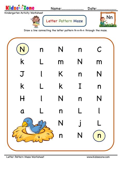 Kindergarten Letter N Reading, Writing and Activity Worksheets