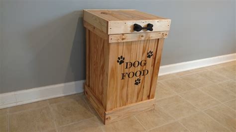 Wood Dog Food Container, Pet Food Storage Container, Cute Pet Food Storage, 13 Gallon Animal ...